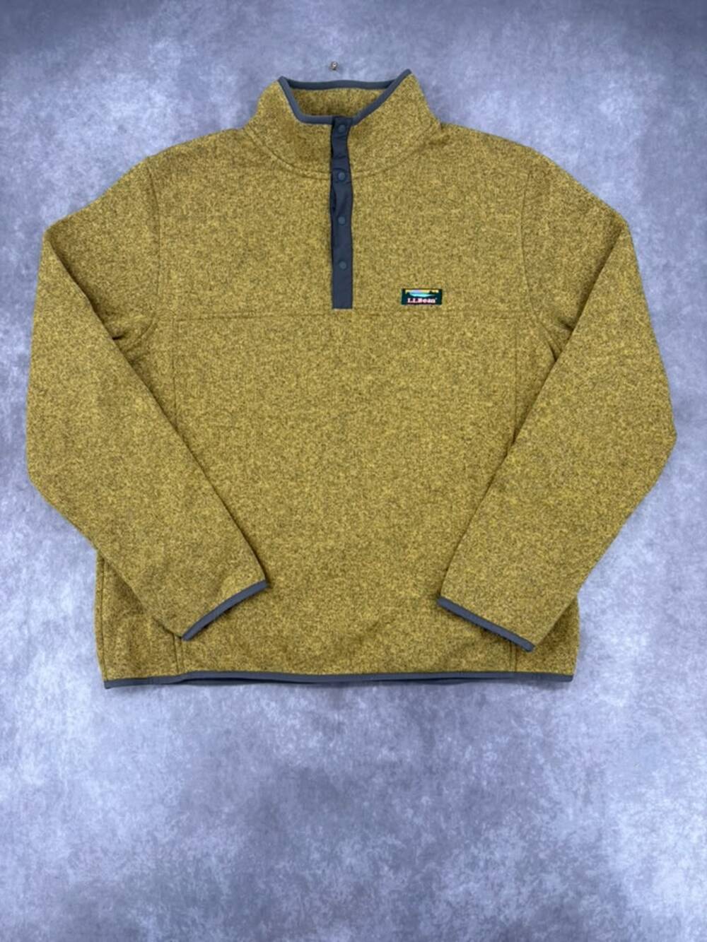 L.L.Bean Men’s L Sweater Fleece Snap Neck Pullover Mustard Heather